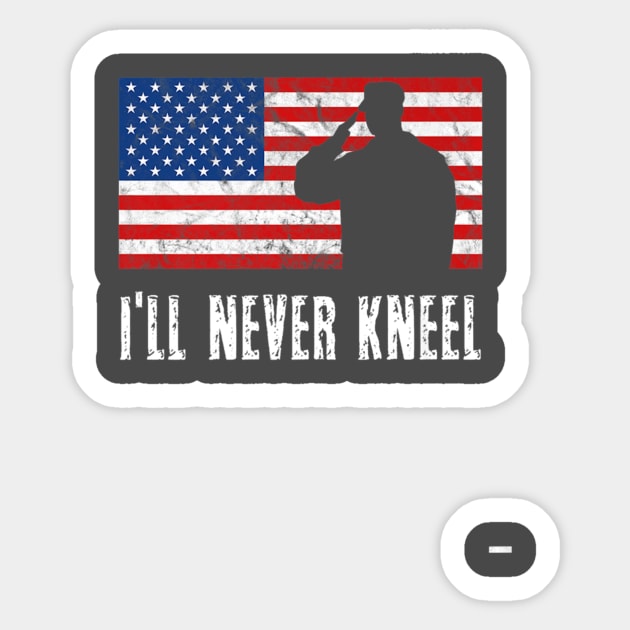 Ill Never Kneel Usa Flag 4th Of July America Patriotic Sticker by Macy XenomorphQueen